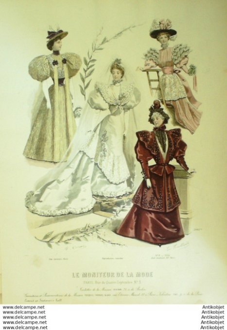 Gravure Mode Le Moniteur 1894 # 09 (Old Fashion plate)