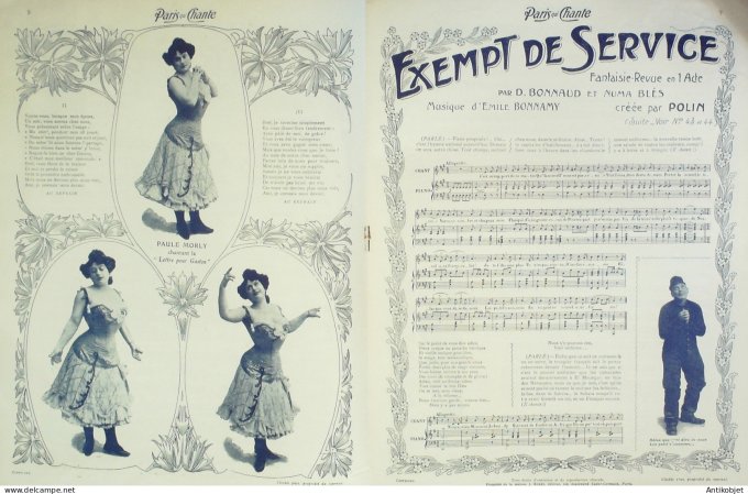 Paris qui chante 1903 n° 45 Gallois Regnard Dambrine Paule Morly Polin Galipaux