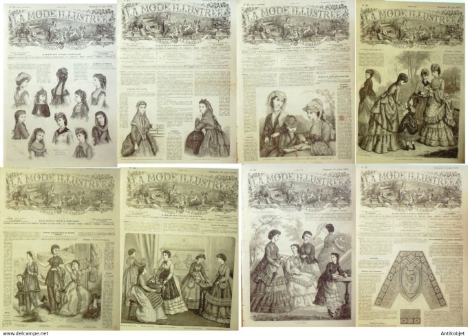 Mode illustree  1870 Lot de 8 journaux