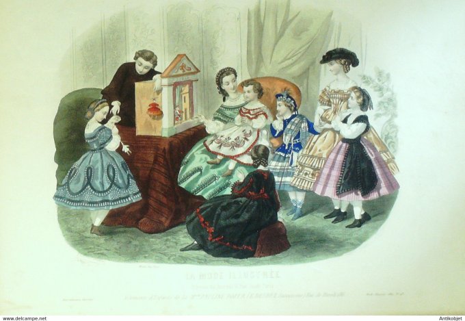 Gravure de mode La Mode illustrée 1862 n°49 (Costumes d'enfants)