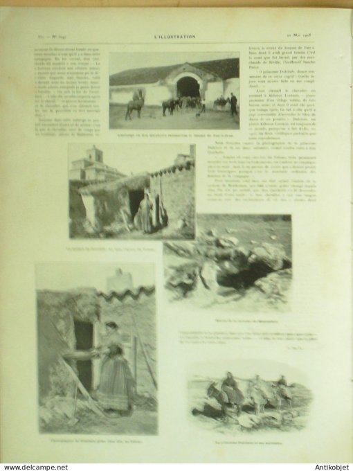 L'illustration 1905 n°3247 Espagne Argamasilla Don Quichotte course canots auto Alger-Toulon Compièg
