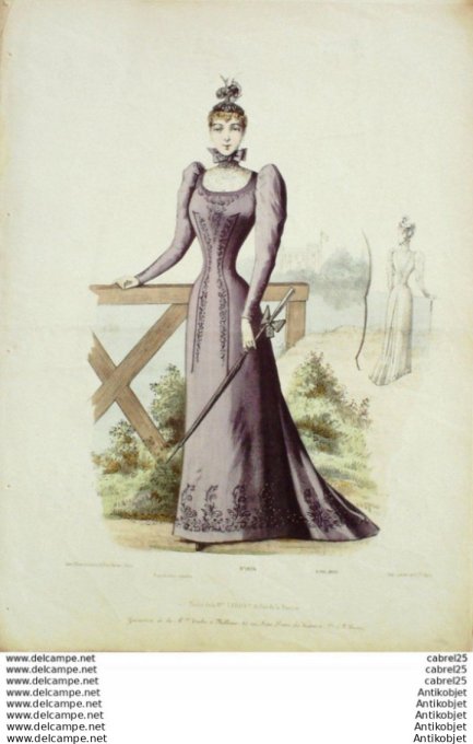 Gravure Mode Le Coquet 1892 # 09 (Old Fashion plate)
