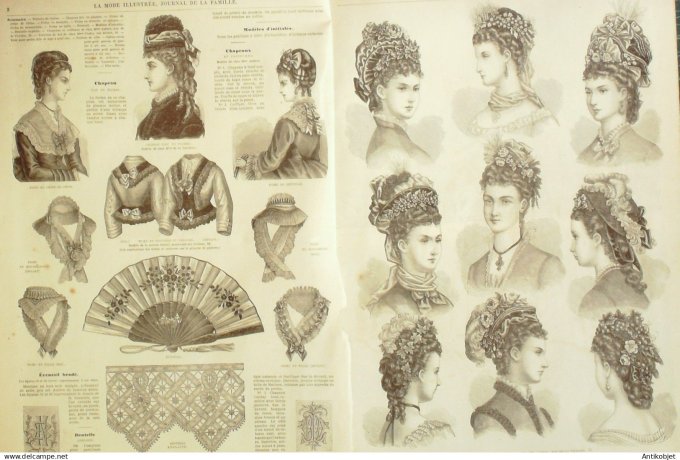 La Mode illustrée journal + gravure associée 1875 #  1