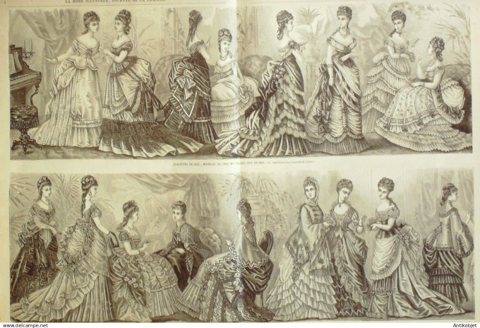La Mode illustrée journal + gravure associée 1875 #  1
