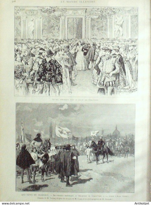 Le Monde illustré 1887 n°1577 Florencfête Victor Emmanuel e cirque Molier duchesse d'Uzès