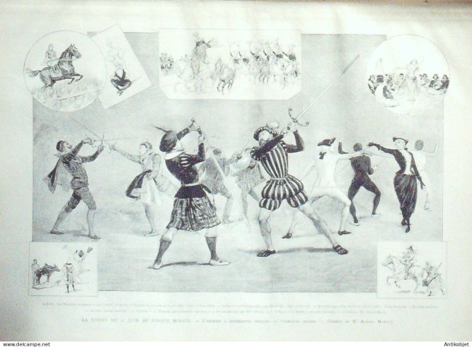 Le Monde illustré 1887 n°1577 Florencfête Victor Emmanuel e cirque Molier duchesse d'Uzès