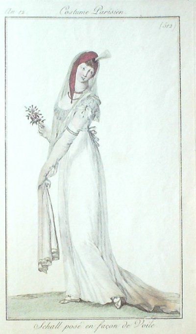 Gravure Mode Costume Parisien 1803 an 11 # 512 (eau forte old Fashion plate