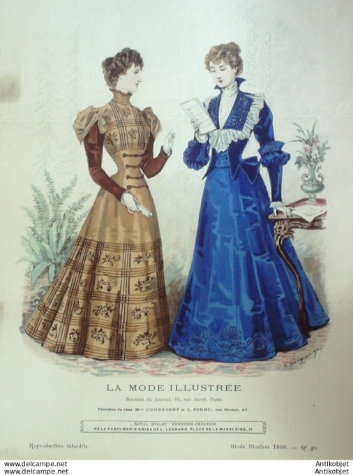 Gravure Mode illustree 1896 # 46 (Old Fashion plate) rare