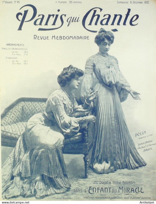 Paris qui chante 1903 #46 Duluc Levesque Puget Diaz Musette Polin Louise Bignon
