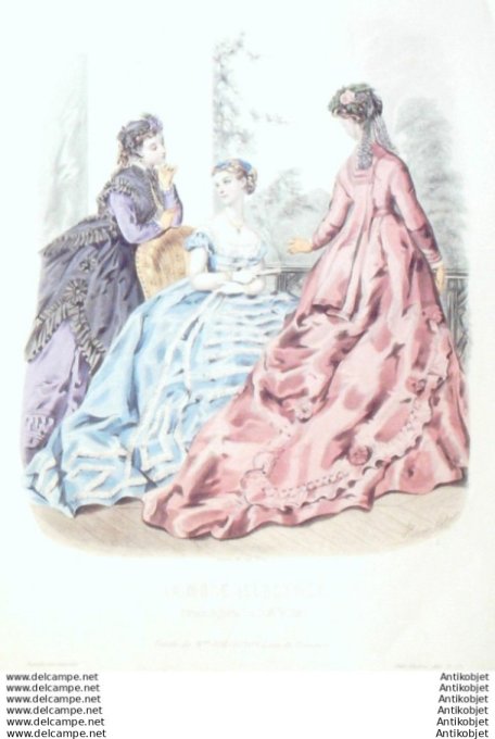 Gravure Mode illustree 1868 # 37 (Old Fashion plate)