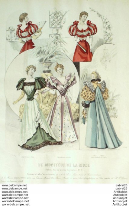 Gravure Mode Le Moniteur 1894 # 03 (Old Fashion plate)