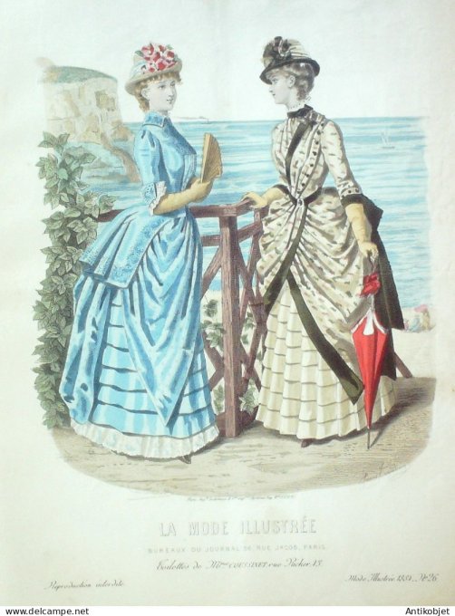 Gravure Mode illustree 1884 # 26 (Old Fashion plate)