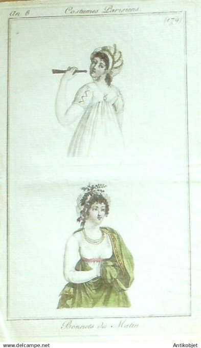 Costume Parisien 1799 an 8 #179 (eau forte) Bonnets du matin