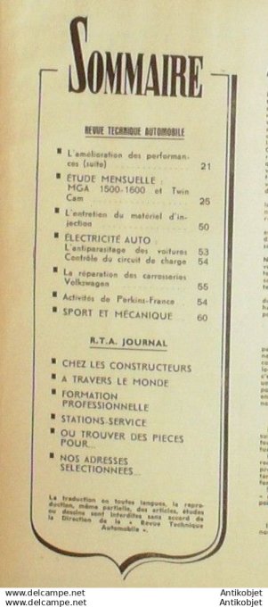 R.T Automobile Mga 1500 1600 et Twin Cam Perkins 168 # 1960