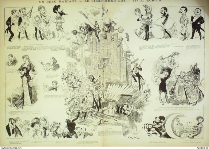 La Caricature 1882 #119 Mariage Dot Robida Heure du patissier Saro