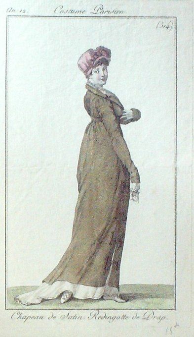 Gravure Mode Costume Parisien 1803 an 11 # 514 (eau forte old Fashion plate
