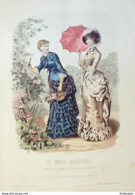 Gravure de mode La Mode illustrée 1882 n°24 (Maison Bréant-Castel)