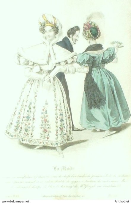 Gravure La mode 1833 # 291 (aquarelle old Fashion plate)