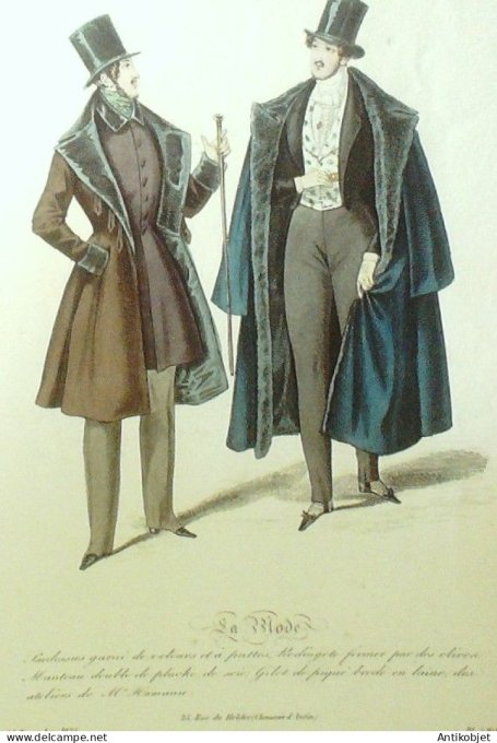 Gravure La mode 1835 # 480 (aquarelle old Fashion plate)