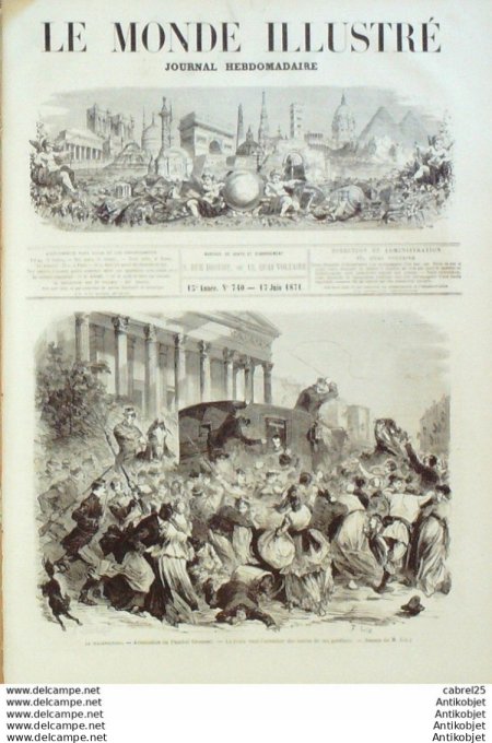 Le Monde illustré 1871 n°740 Pascal Grousset Gal Cissey Mal Mac Mahon Paris Pere Lachaise Quai Augus