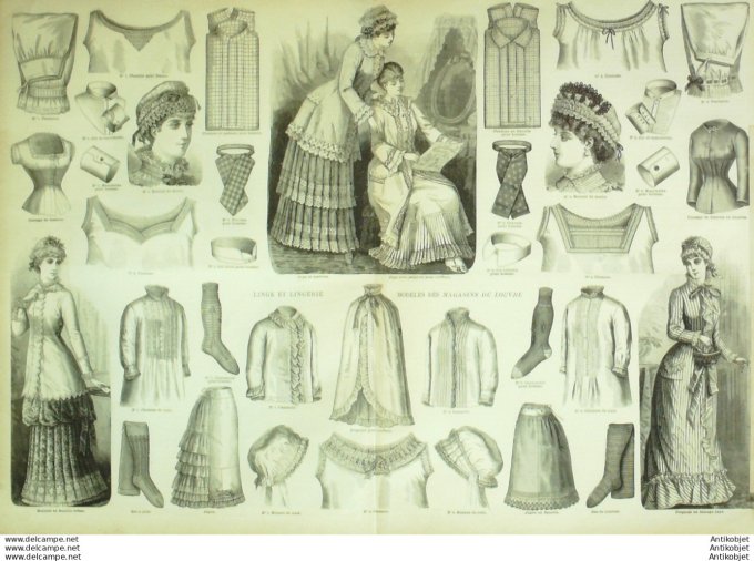 Gravure de mode La Mode illustrée (Lingerie Passementerie)