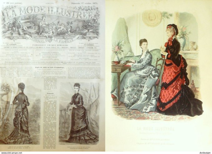 La Mode illustrée journal + gravure associée 1875 # 42