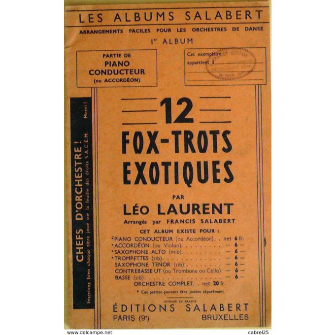 Jazz Orchestre 12 Succès Piano/Accordeon 1940