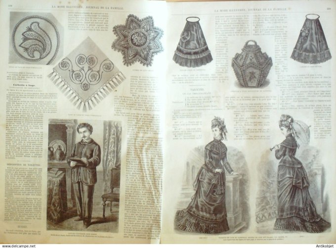 La Mode illustrée journal + gravure associée 1875 # 42
