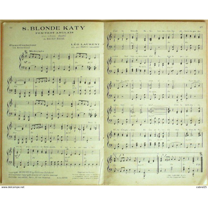 JAZZ ORCHESTRE-12 succès-PIANO/ACCORDEON-1940
