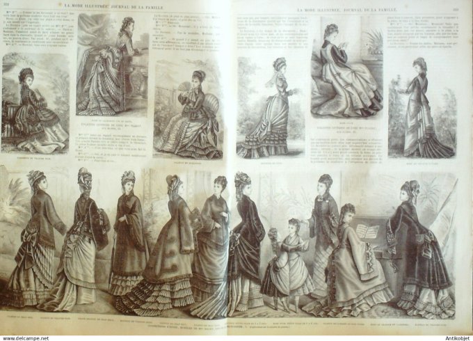 La Mode illustrée journal + gravure associée 1875 # 42