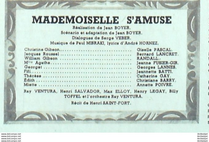 Mademoiselle s'amuse Gisèlle Pascal Christiane Barry Annette Poivre