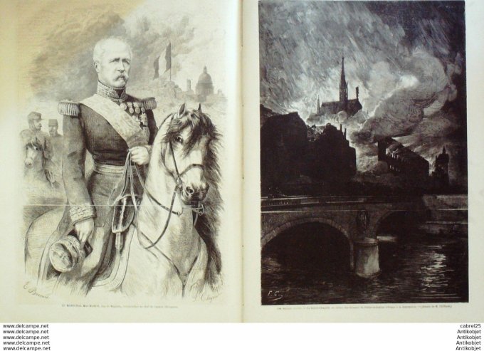 Le Monde illustré 1871 n°740 Pascal Grousset Gal Cissey Mal Mac Mahon Paris Pere Lachaise Quai Augus