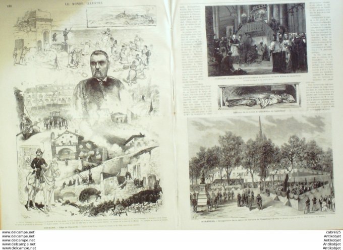 Le Monde illustré 1874 n°910 Dunkerque (62) Pontigny (89) Marennes (17) Espagne Puycerda