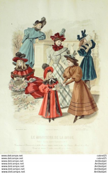 Gravure Mode Le Moniteur 1893 # 47 (Old Fashion plate)