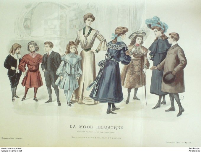 Gravure Mode illustree 1903 # 52 (Old Fashion plate) rare