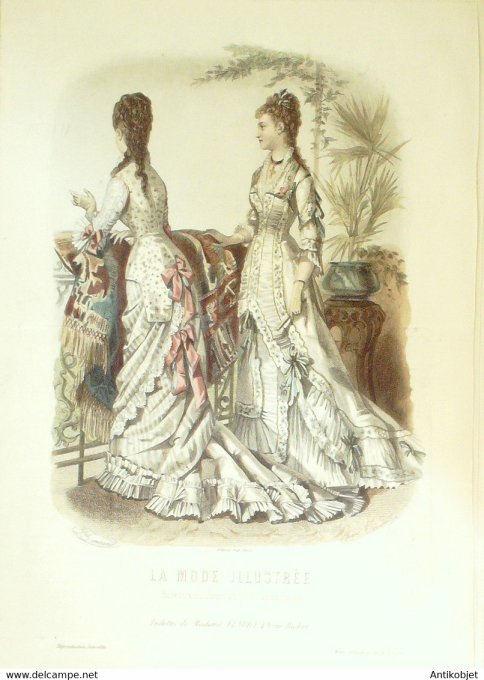 Gravure de mode La Mode illustrée 1878 n°23 (Maison Fladry)