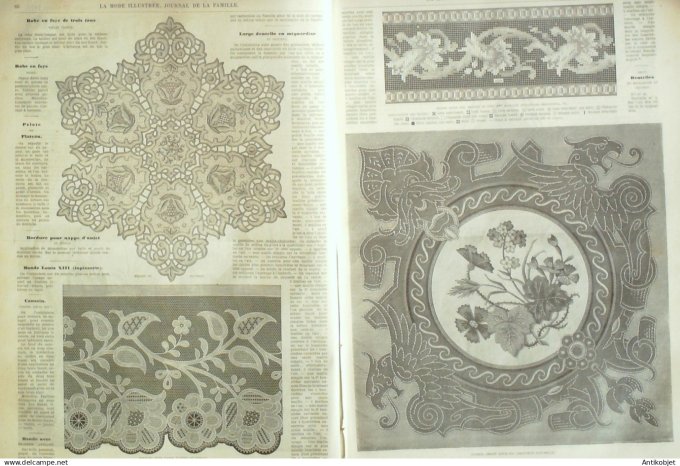La Mode illustrée journal + gravure associée 1875 #  9