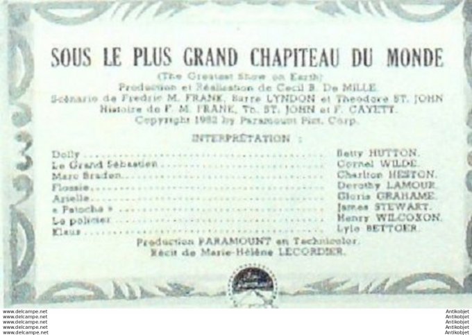 Mon Film 384 53-12-30 Sous le plus grand chapiteau du Monde Charlton Heston