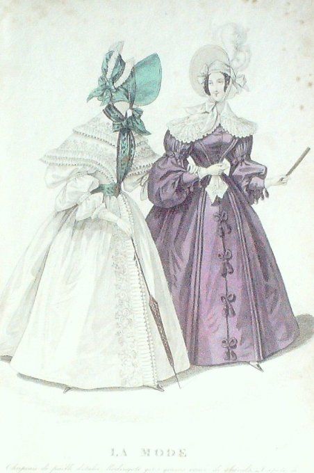 Gravure La mode 1835 # 516 (aquarelle old Fashion plate) 