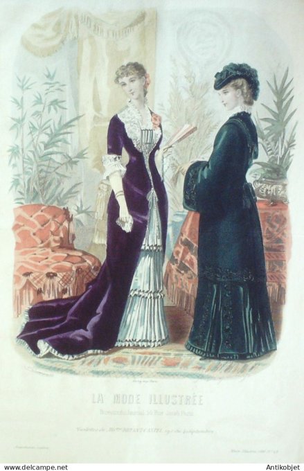Gravure Mode illustree 1880 # 48 (Old Fashion plate)