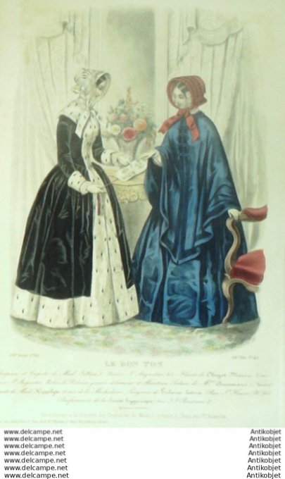 Gravure Mode Le Bon Ton 1849 16 # 41 (aquarelle old fashion plate)