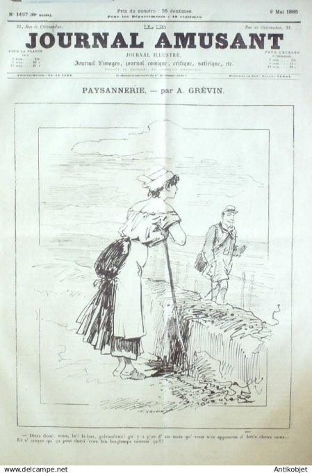 Le Journal Amusant 1885 # 1497 Prenez garde a la peinture par Mars