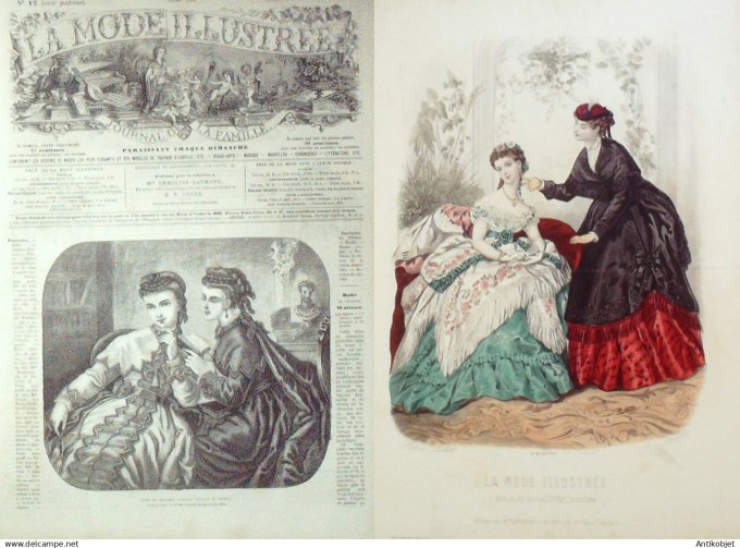 La Mode illustrée journal + gravure associée 1869 # 12