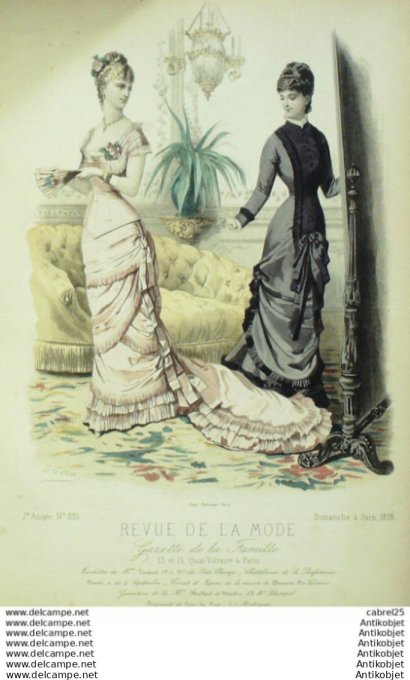 Gravure Mode La Gazette 1878 # 335 (Old Fashion plate)