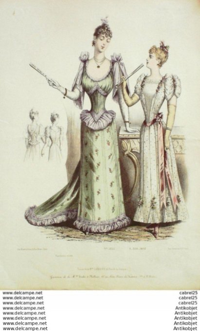 Gravure Mode Le Coquet 1892 # 04 (Old Fashion plate)