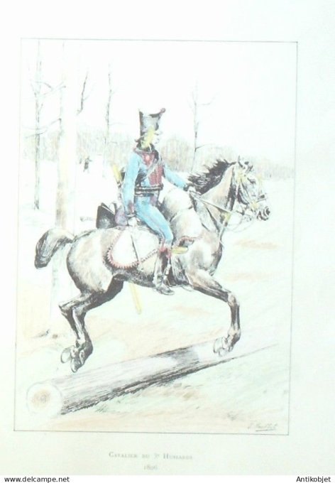 Cavalier Hussard du 3ème régiment en 1806 signé Rouffet