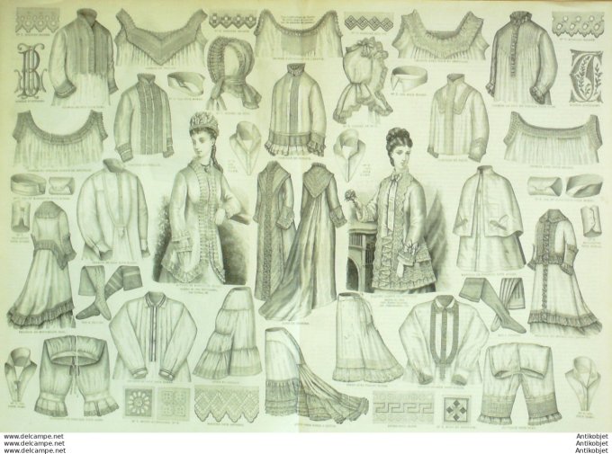 Gravure de mode La Mode illustrée (Lingerie Passementerie)