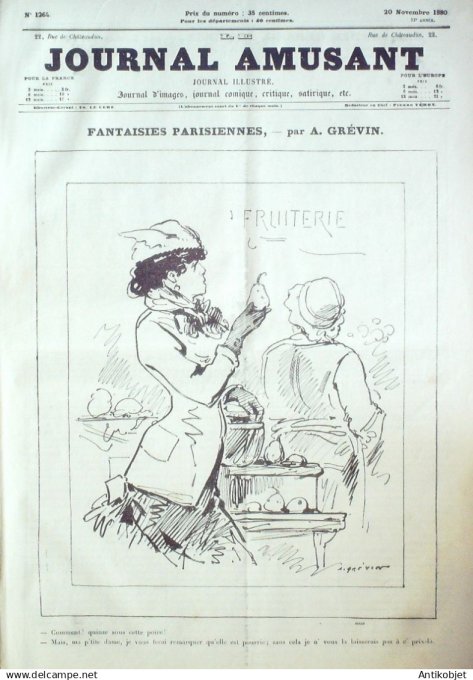 Le Journal Amusant 1880 # 1264 Le tonneau de cidre par Leonce Petit