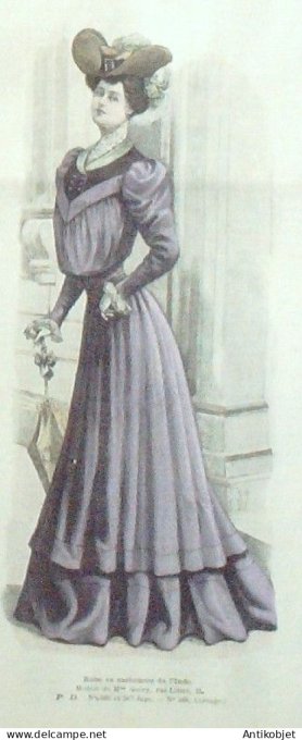 La Mode illustrée journal 1905 n° 10 Robe en Cachemire de l'Inde