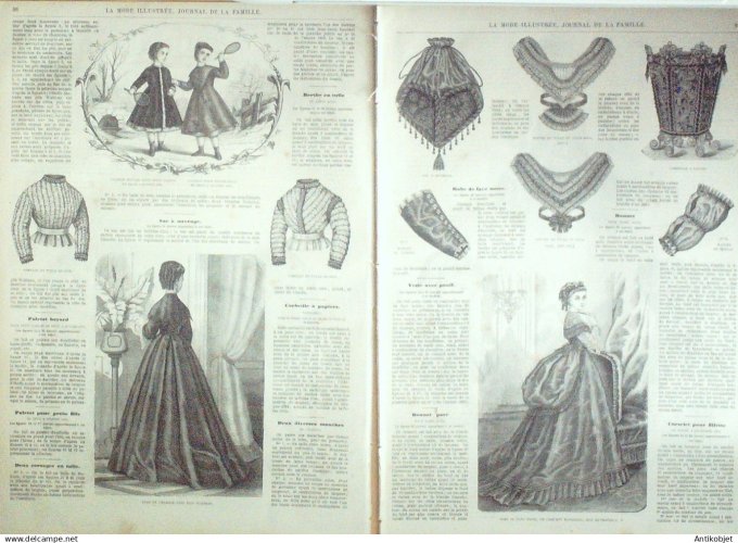 La Mode illustrée journal + gravure associée 1869 # 12